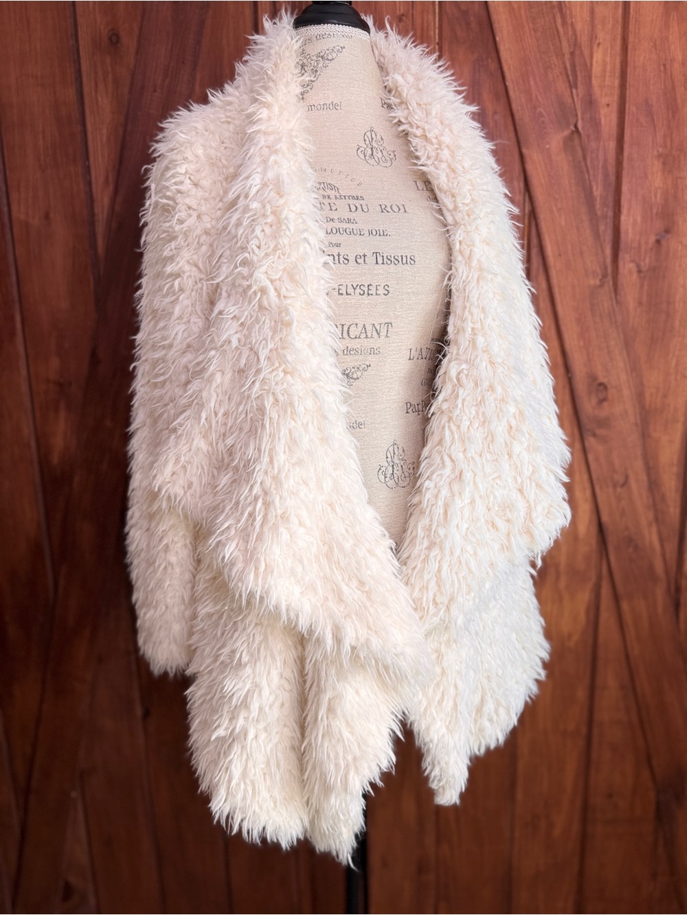 Forever 21 Cream Faux Fur Open Front Teddy Jacket
